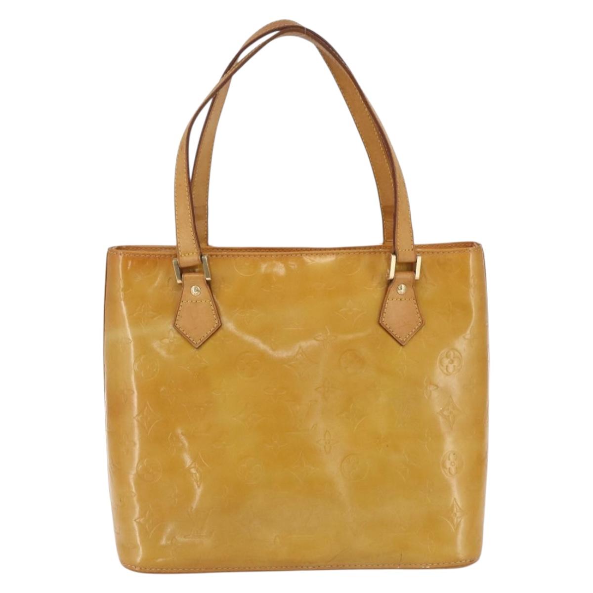 LOUIS VUITTON Monogram Vernis Houston Hand Bag Beige M91004 LV Auth 170682