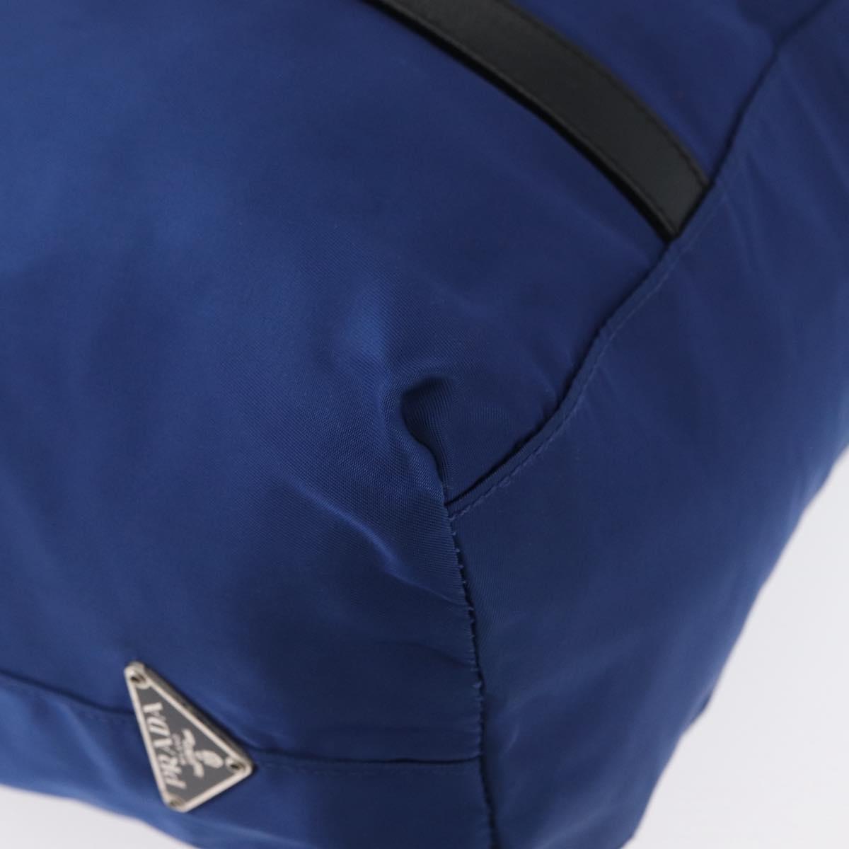 PRADA Tote Bag Nylon Blue Silver Auth 170684