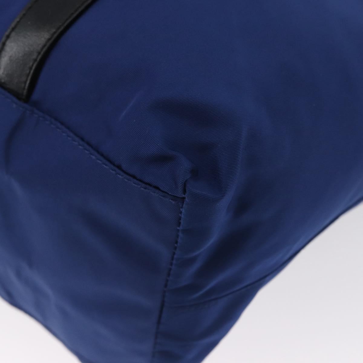 PRADA Tote Bag Nylon Blue Silver Auth 170684
