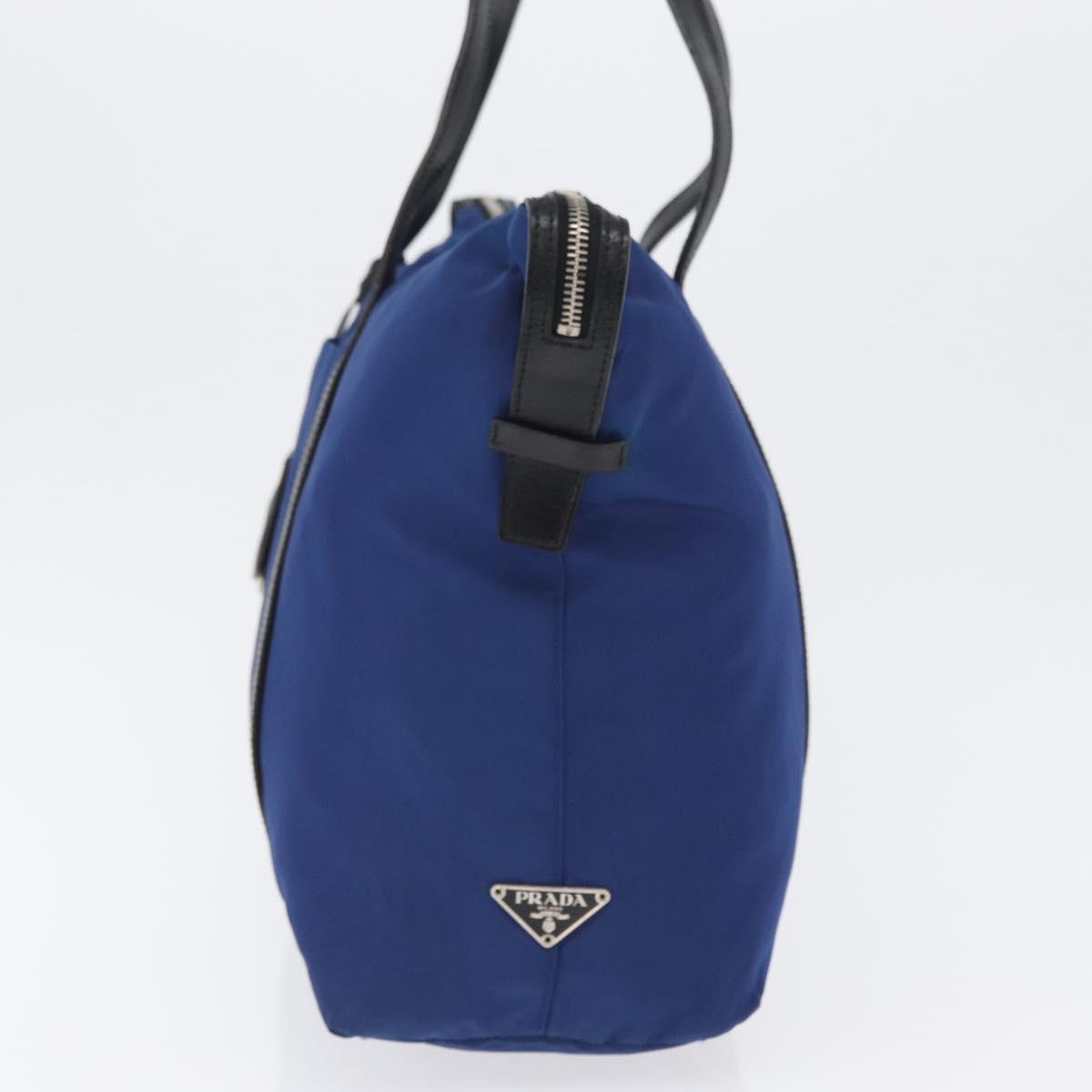 PRADA Tote Bag Nylon Blue Silver Auth 170684