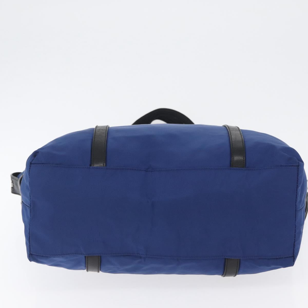 PRADA Tote Bag Nylon Blue Silver Auth 170684