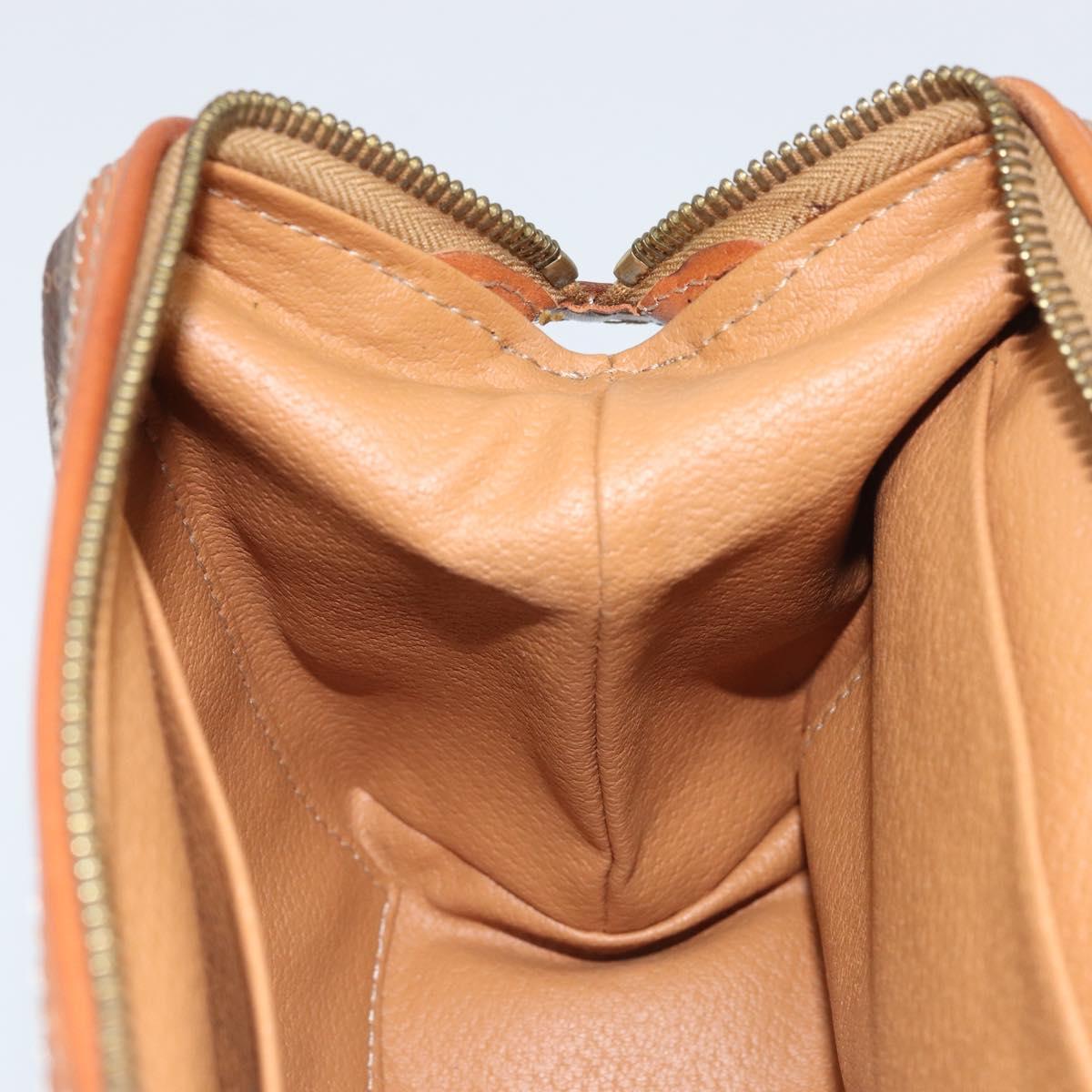 CELINE Macadam Canvas Pouch PVC Leather Brown Gold Auth 170685