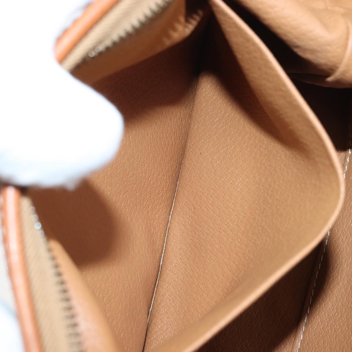 CELINE Macadam Canvas Pouch PVC Leather Brown Gold Auth 170685