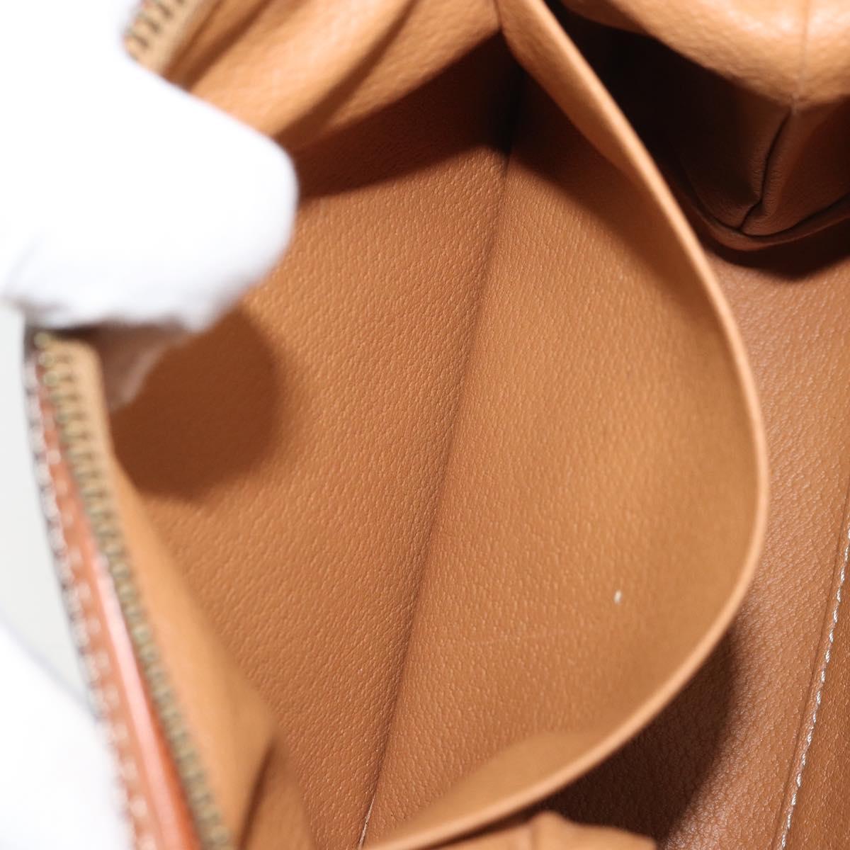 CELINE Macadam Canvas Pouch PVC Leather Brown Gold Auth 170685