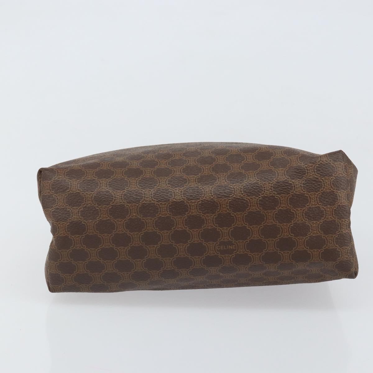 CELINE Macadam Canvas Pouch PVC Leather Brown Gold Auth 170685