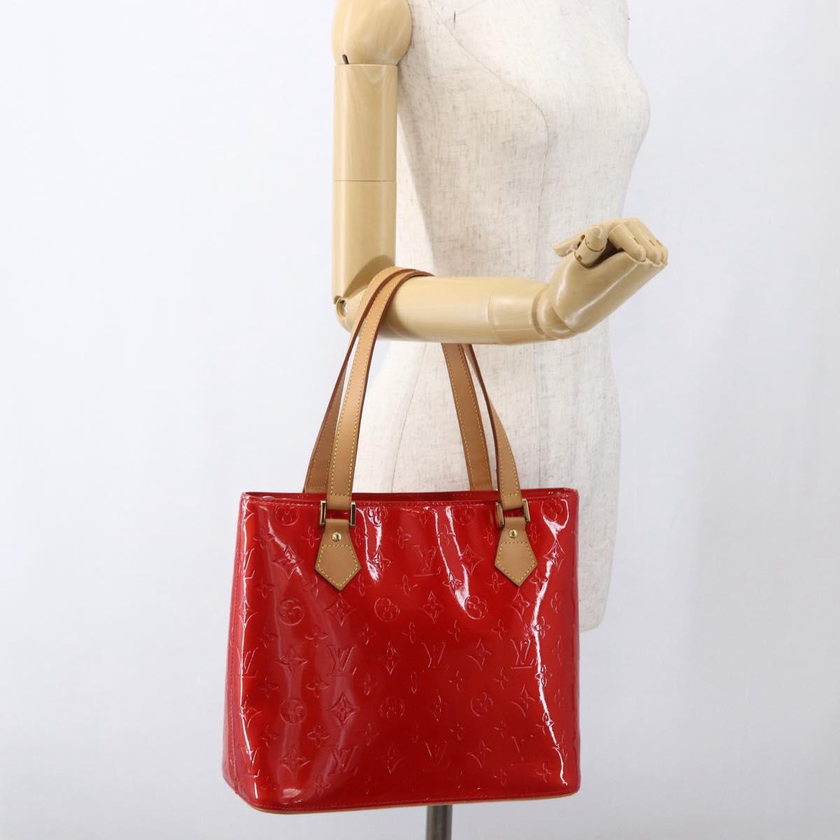 LOUIS VUITTON Monogram Vernis Houston Hand Bag Rouge M91092 LV Auth 170689V