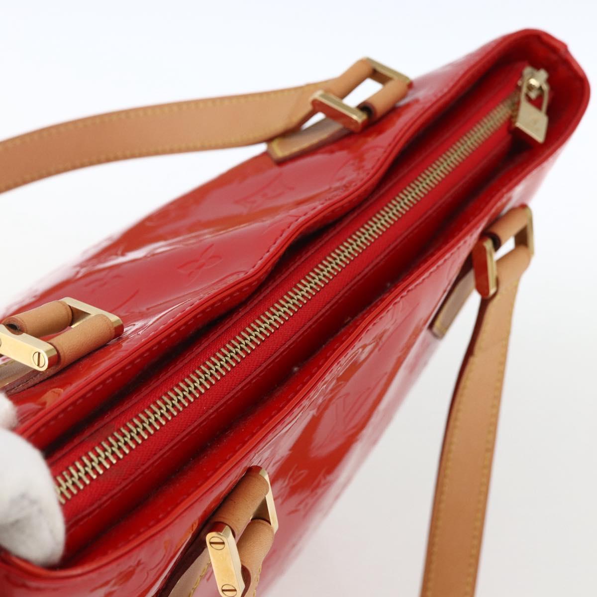 LOUIS VUITTON Monogram Vernis Houston Hand Bag Rouge M91092 LV Auth 170689V