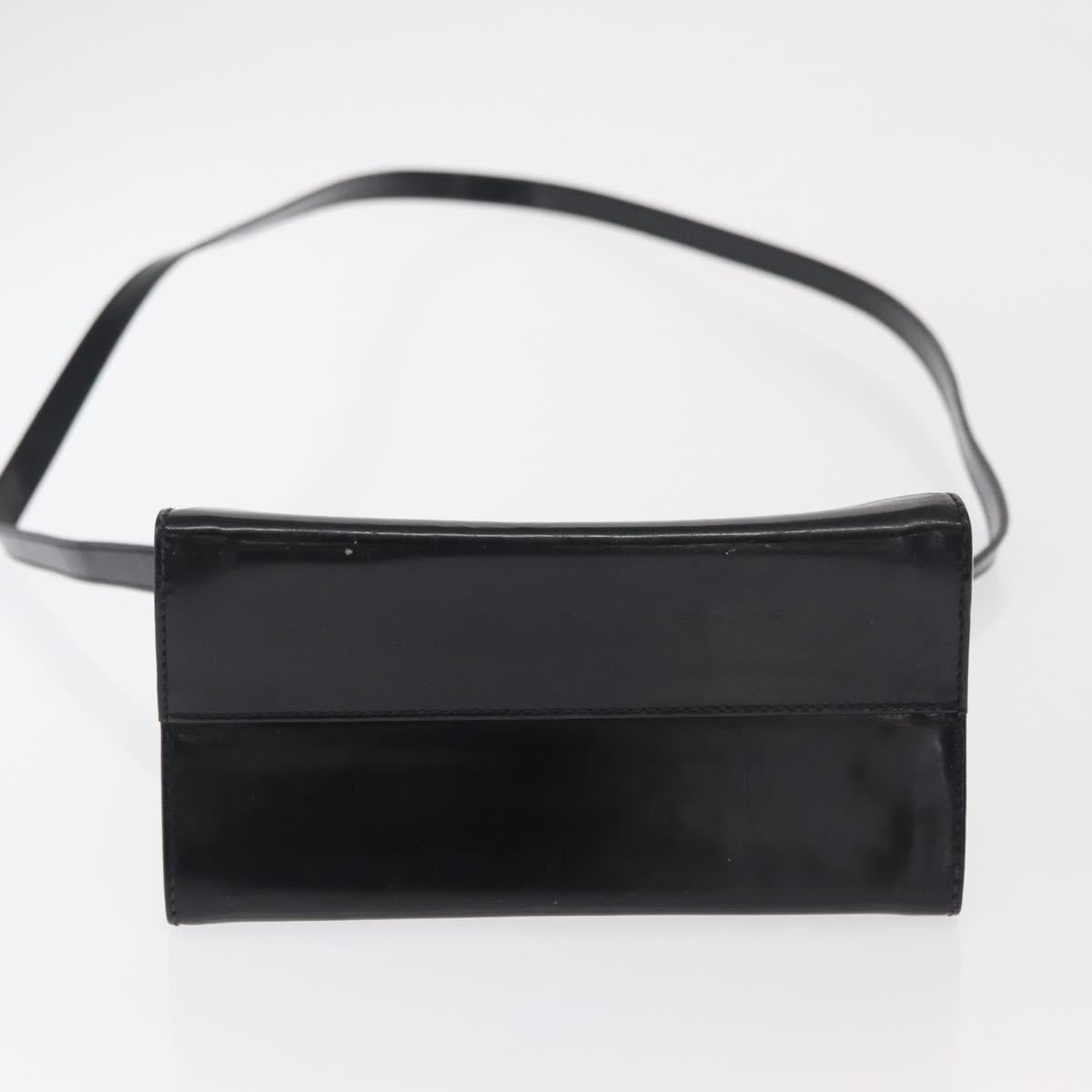 Salvatore Ferragamo Gancini Hand Bag Patent leather 2way Black Gold Auth 170695