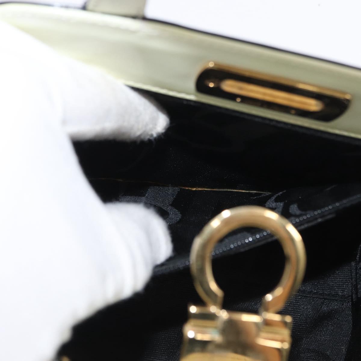 Salvatore Ferragamo Gancini Hand Bag Patent leather 2way Black Gold Auth 170695