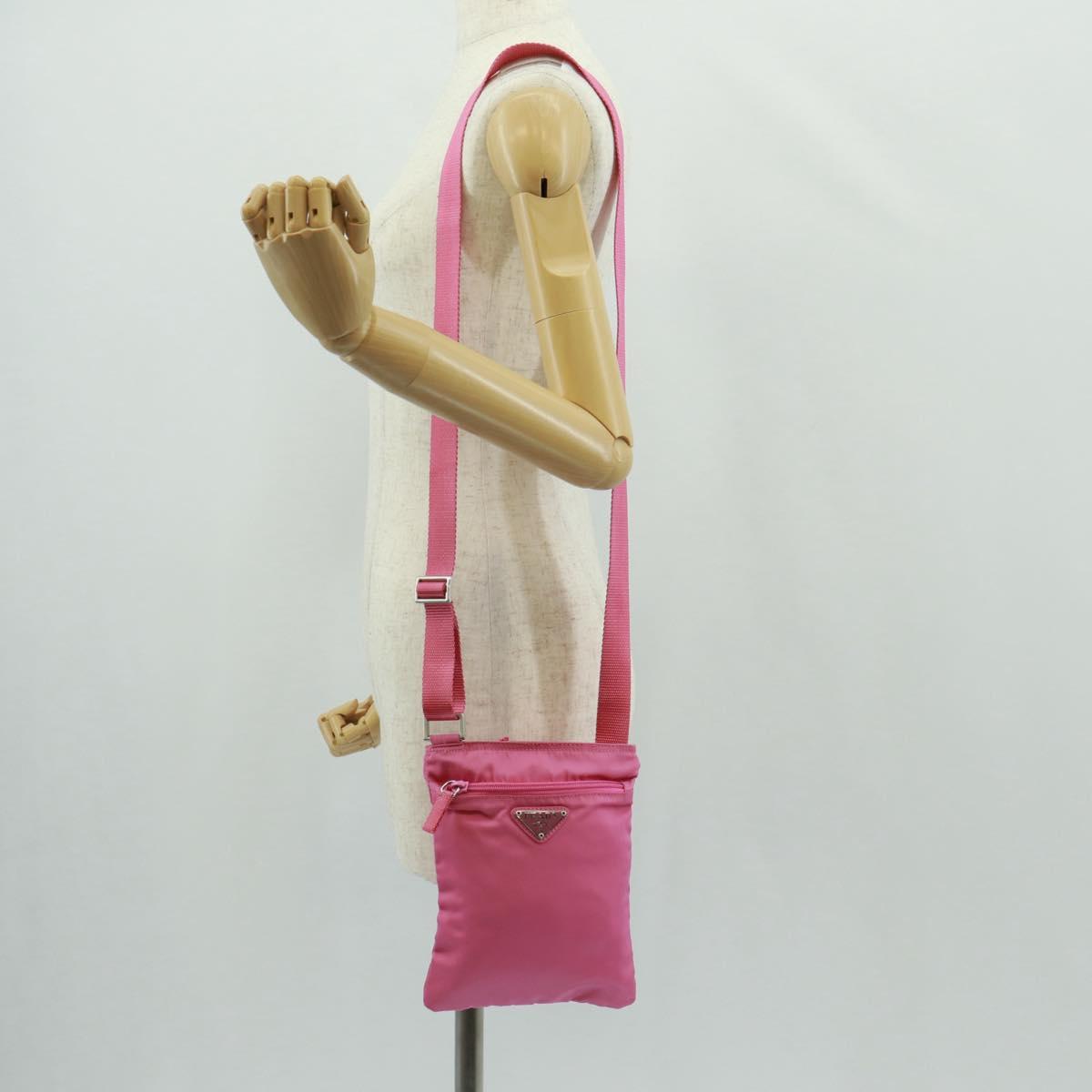 PRADA Shoulder Bag Nylon Pink Silver Auth 170698V
