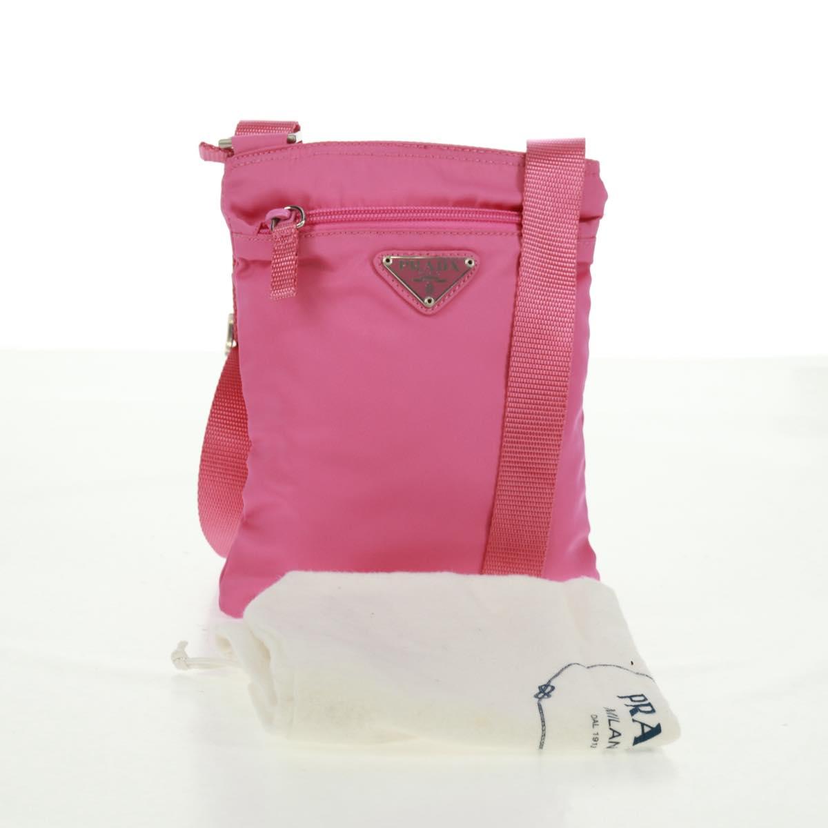 PRADA Shoulder Bag Nylon Pink Silver Auth 170698V