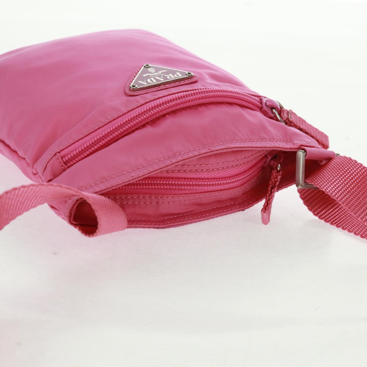 PRADA Shoulder Bag Nylon Pink Silver Auth 170698V