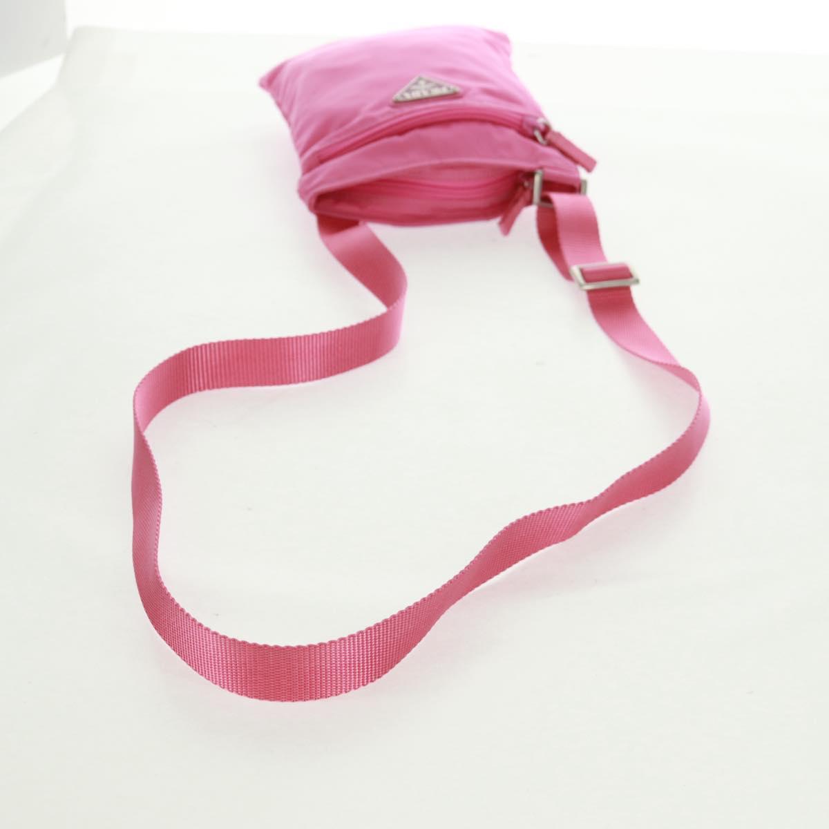 PRADA Shoulder Bag Nylon Pink Silver Auth 170698V