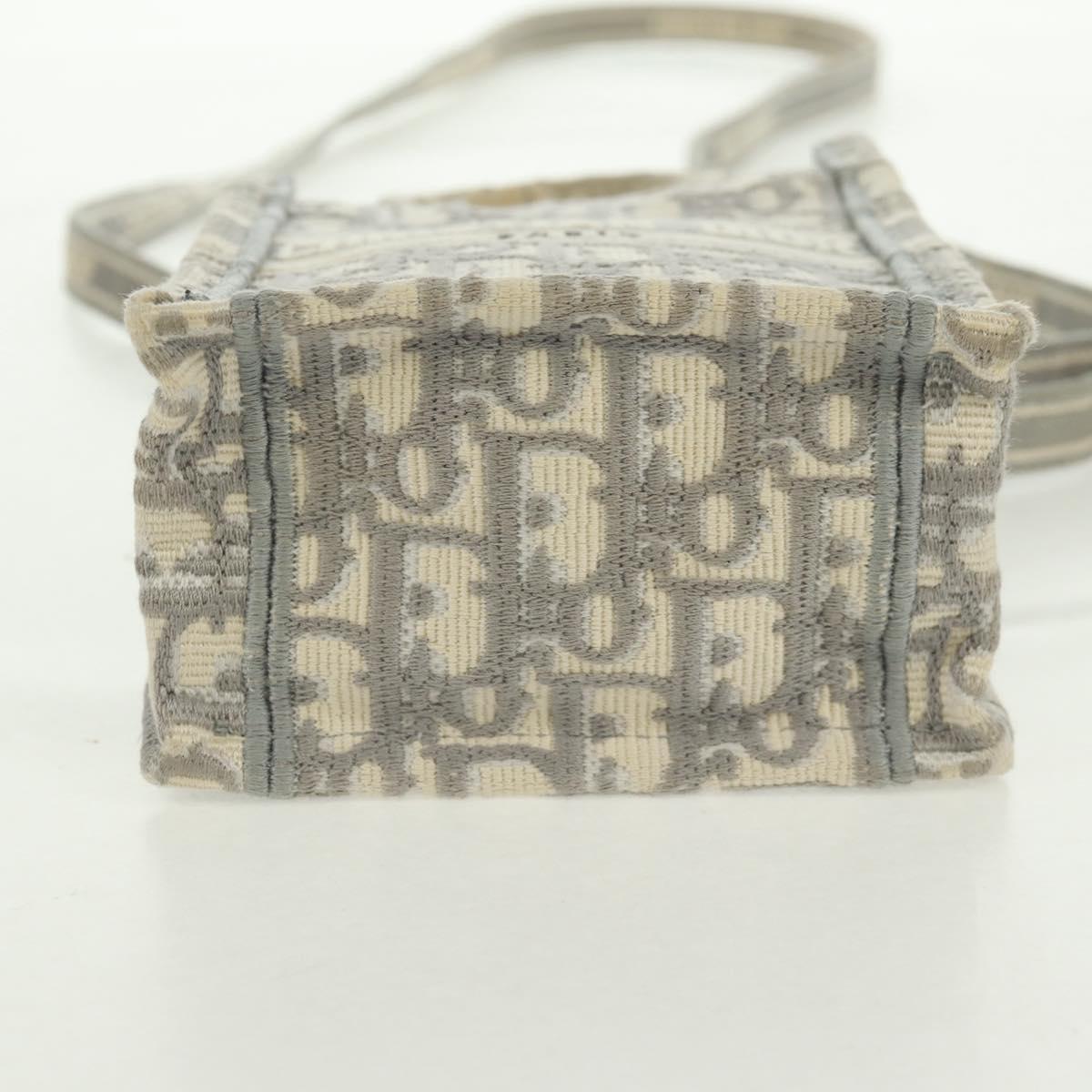 Christian Dior Trotter Canvas Oblique Book Tote Mini Bag White Gold Auth 170699M