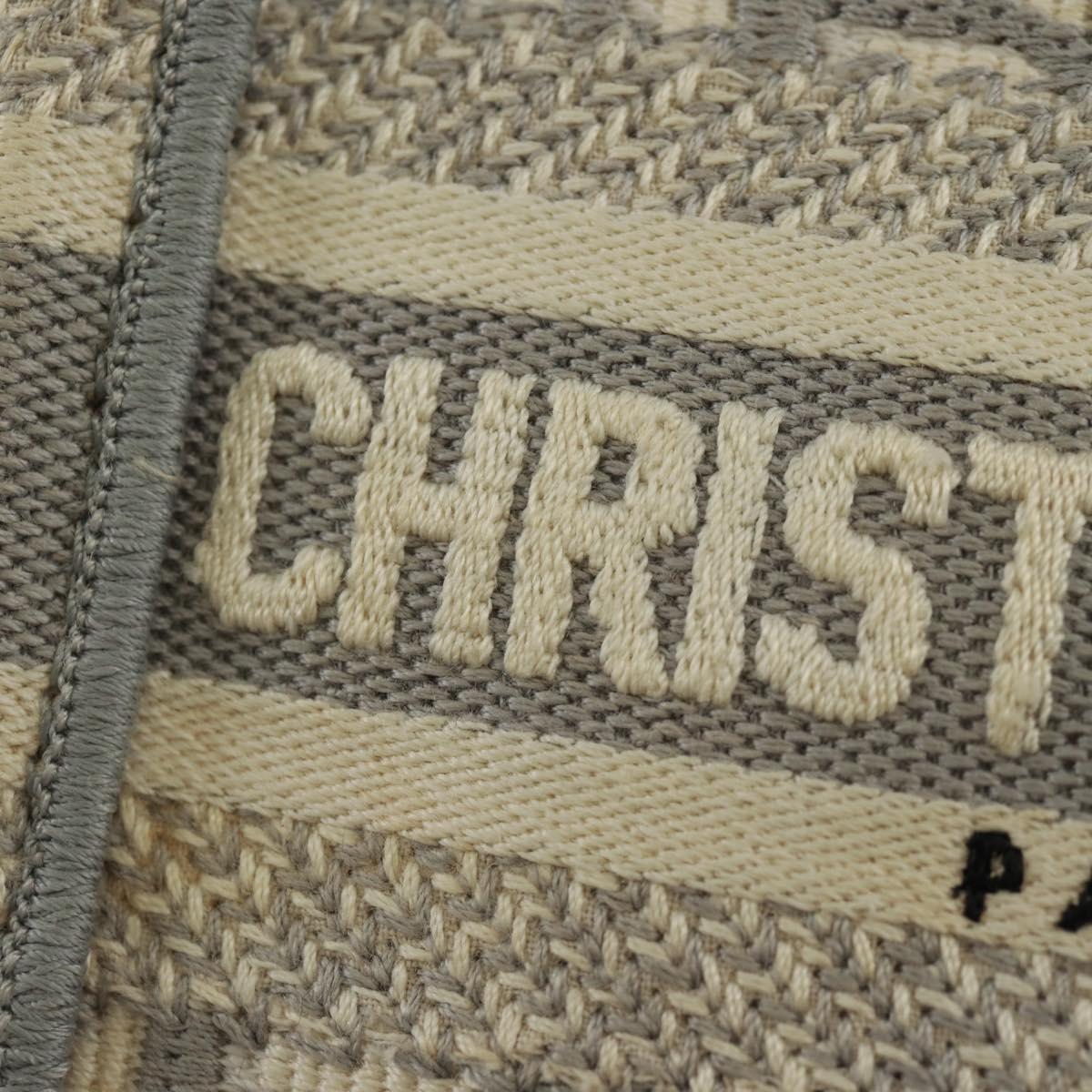 Christian Dior Trotter Canvas Oblique Book Tote Mini Bag White Gold Auth 170699M