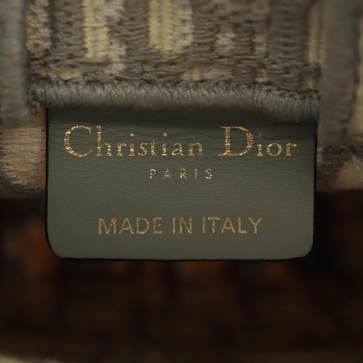 Christian Dior Trotter Canvas Oblique Book Tote Mini Bag White Gold Auth 170699M