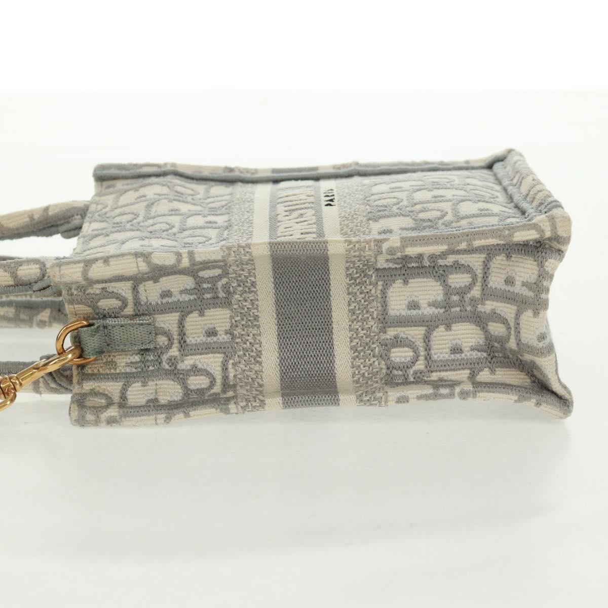 Christian Dior Trotter Canvas Oblique Book Tote Mini Bag White Gold Auth 170699M