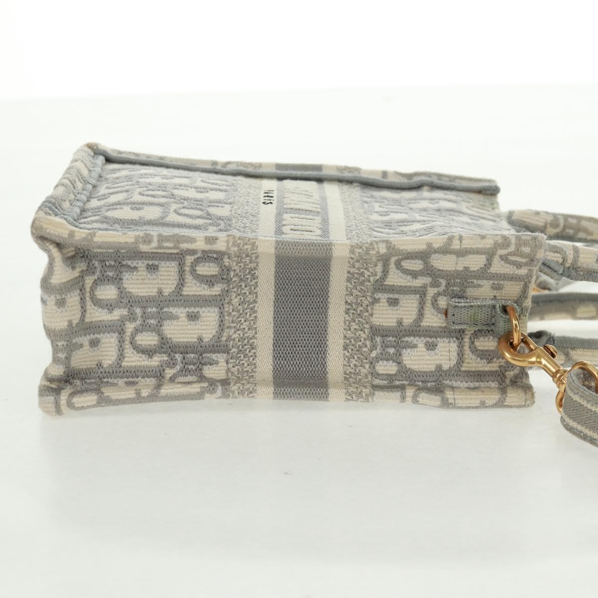 Christian Dior Trotter Canvas Oblique Book Tote Mini Bag White Gold Auth 170699M