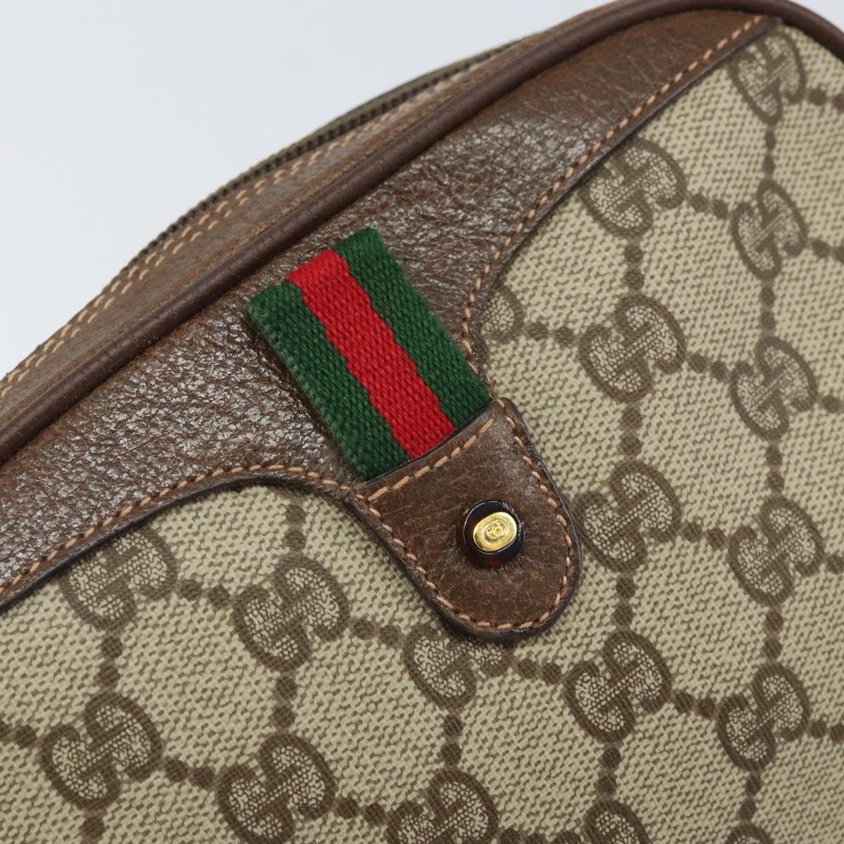 GUCCI GG Supreme Web Sherry Line Bag PVC Beige Gold 007 58 6112 Auth 170700