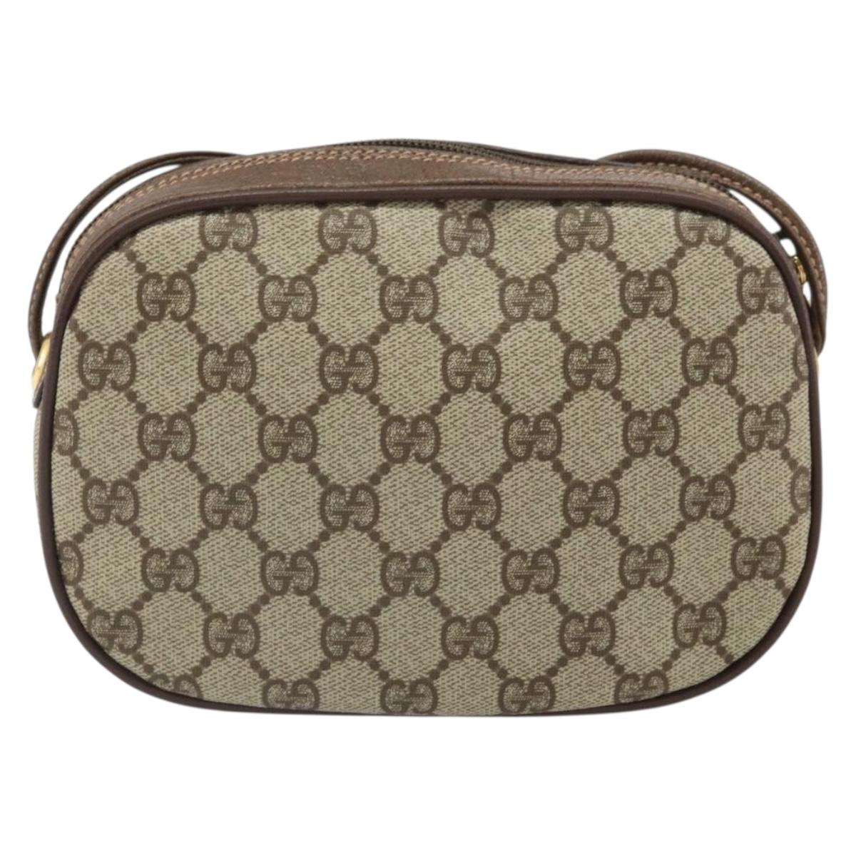 GUCCI GG Supreme Web Sherry Line Bag PVC Beige Gold 007 58 6112 Auth 170700