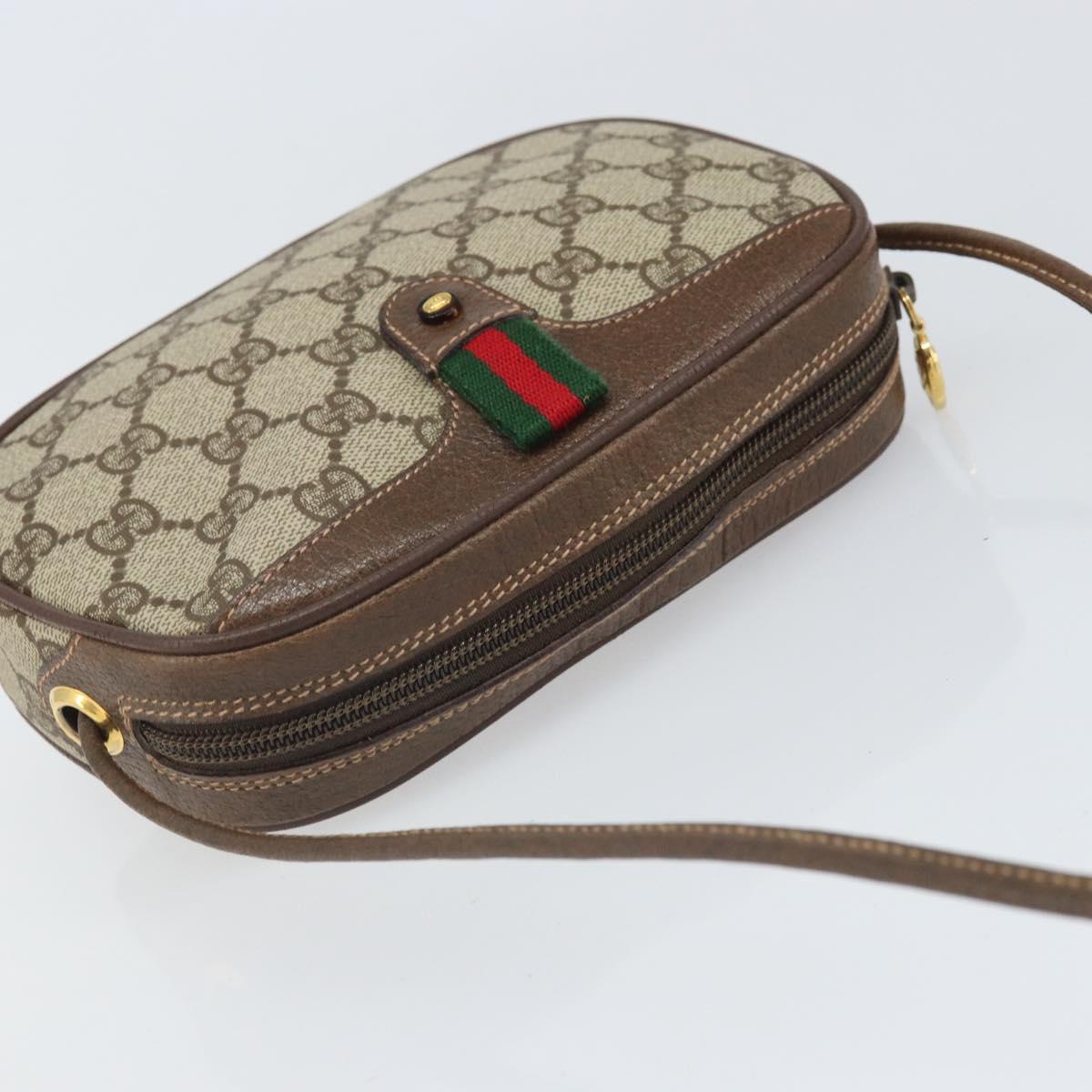 GUCCI GG Supreme Web Sherry Line Bag PVC Beige Gold 007 58 6112 Auth 170700