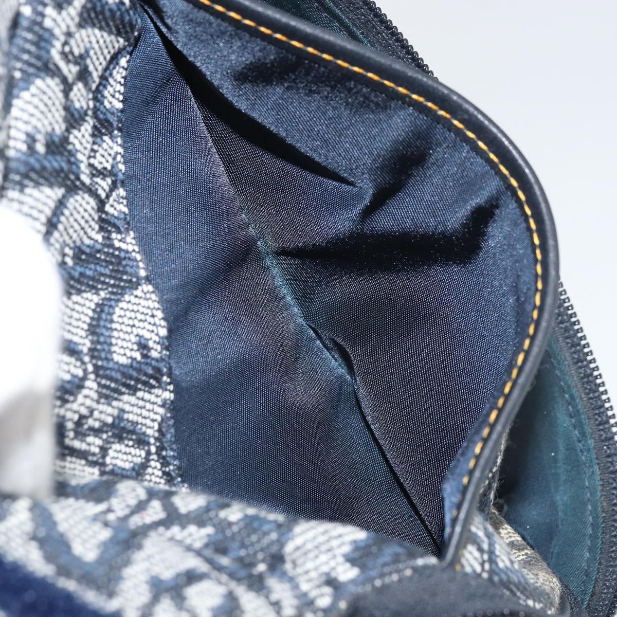 Christian Dior Trotter Canvas Saddle Pouch Navy Gold Auth 170701