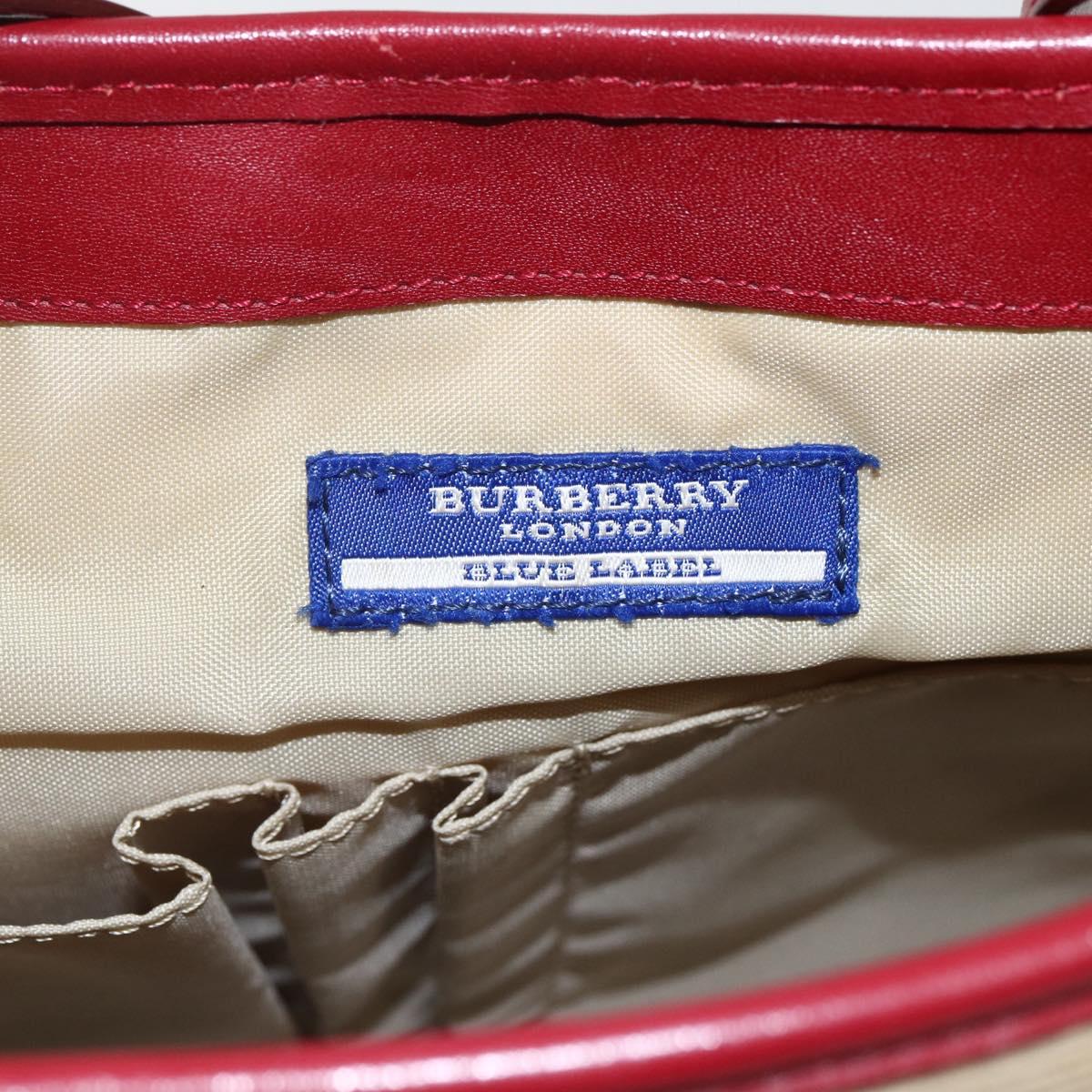 BURBERRY Nova Check Blue Label Shoulder Bag Canvas Beige Silver Auth 170703