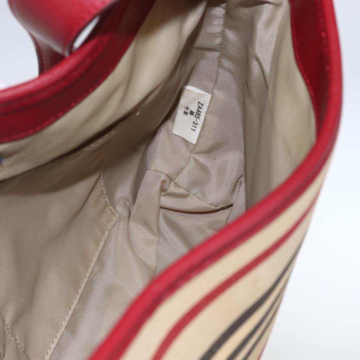 BURBERRY Nova Check Blue Label Shoulder Bag Canvas Beige Silver Auth 170703