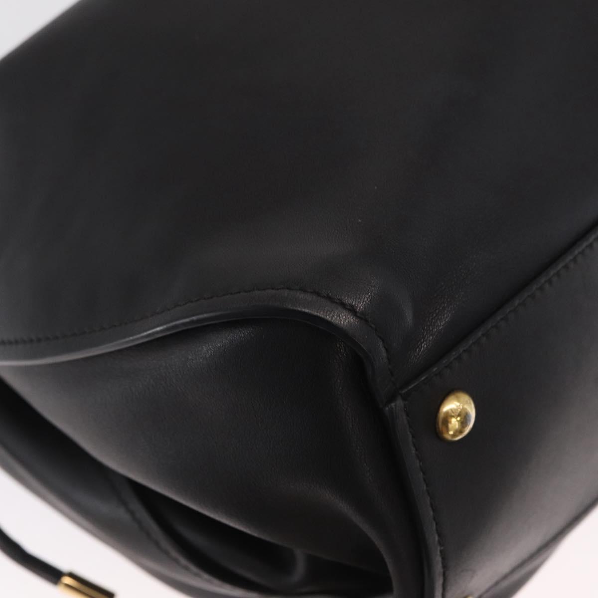 Salvatore Ferragamo Gancini Tote Bag Leather Black Gold Auth 170707