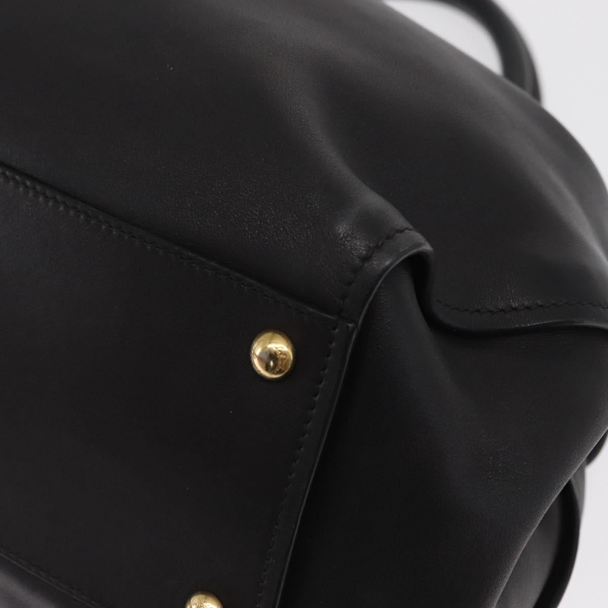 Salvatore Ferragamo Gancini Tote Bag Leather Black Gold Auth 170707