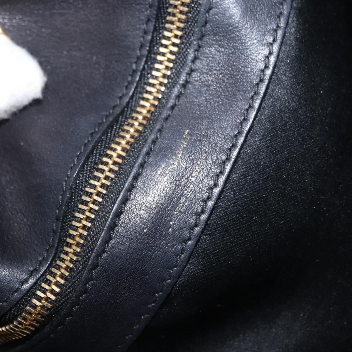 Salvatore Ferragamo Gancini Tote Bag Leather Black Gold Auth 170707