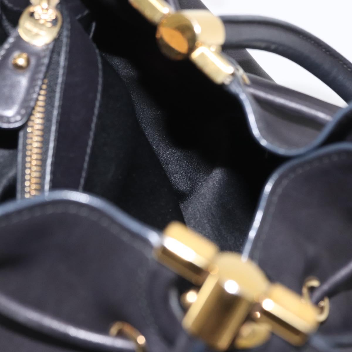 Salvatore Ferragamo Gancini Tote Bag Leather Black Gold Auth 170707