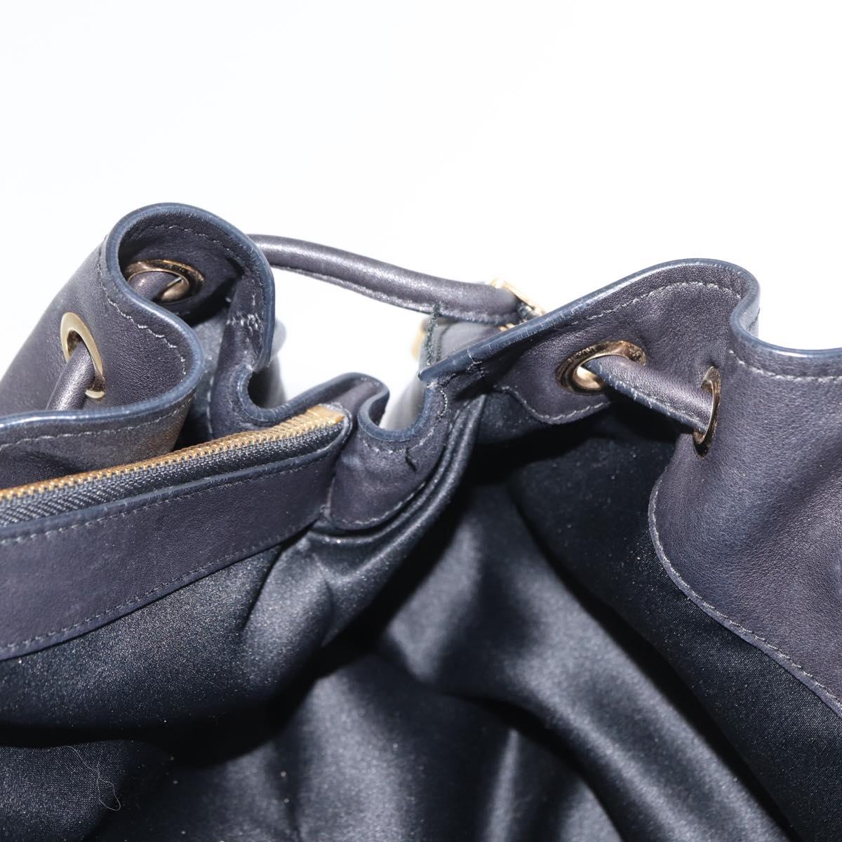 Salvatore Ferragamo Gancini Tote Bag Leather Black Gold Auth 170707