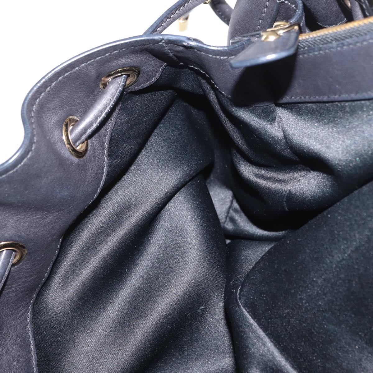 Salvatore Ferragamo Gancini Tote Bag Leather Black Gold Auth 170707