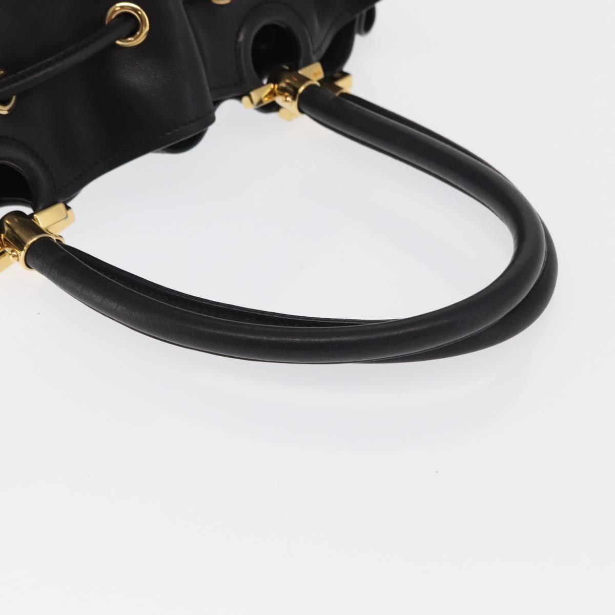 Salvatore Ferragamo Gancini Tote Bag Leather Black Gold Auth 170707