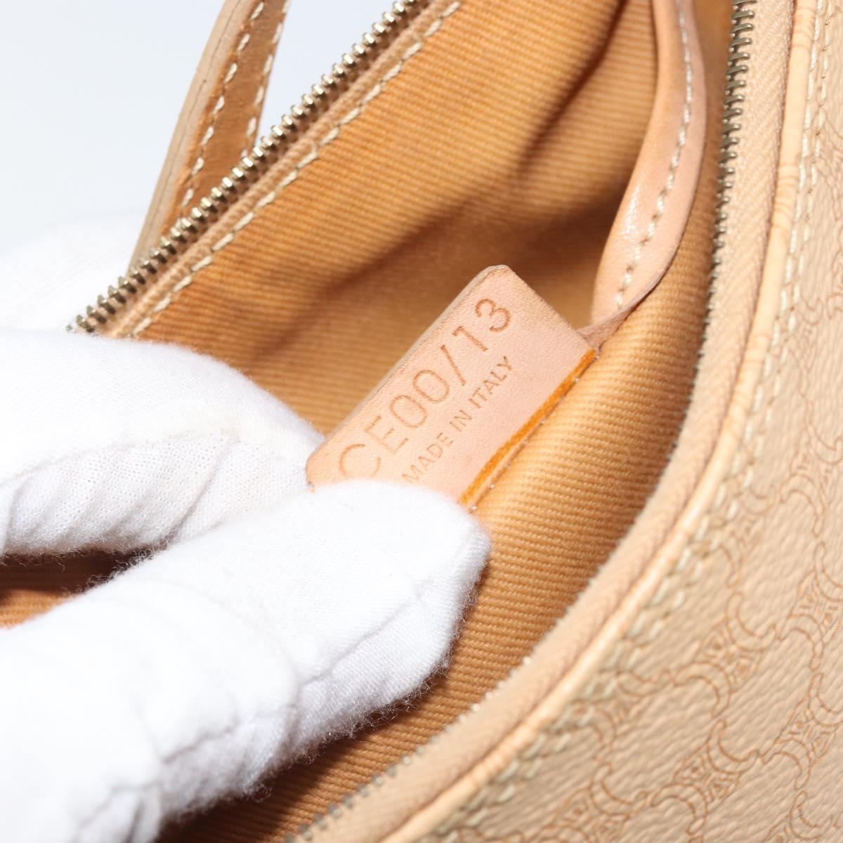 CELINE Macadam Canvas Shoulder Bag PVC Leather Beige Gold Auth 170714