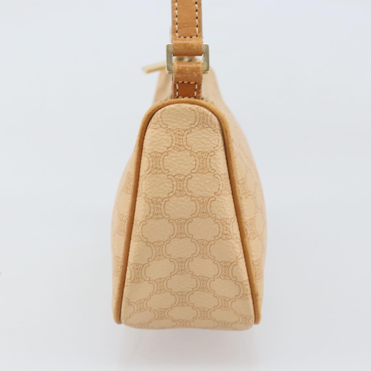 CELINE Macadam Canvas Shoulder Bag PVC Leather Beige Gold Auth 170714
