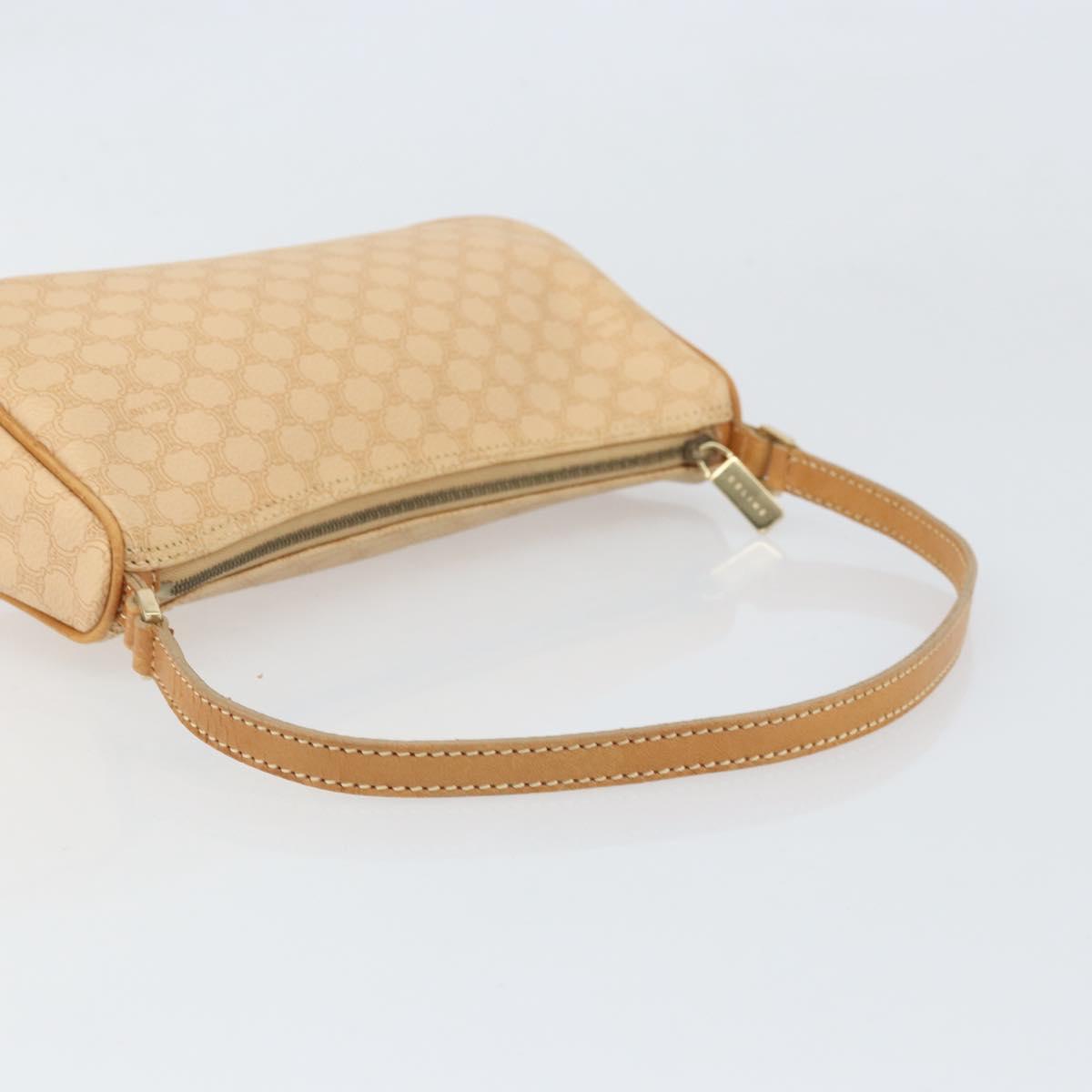 CELINE Macadam Canvas Shoulder Bag PVC Leather Beige Gold Auth 170714