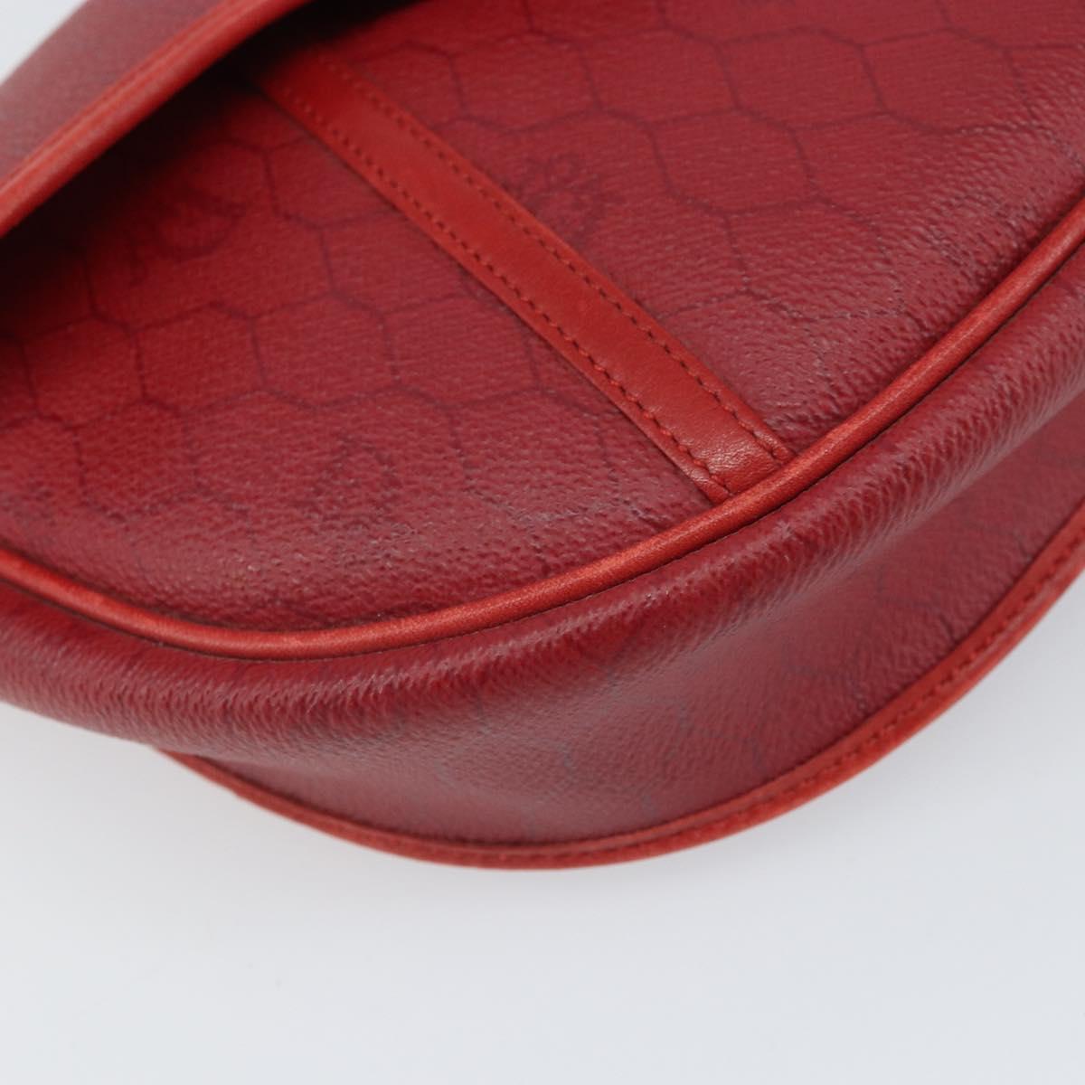 Christian Dior Honeycomb Canvas Shoulder Bag PVC Red Gold Auth 170715