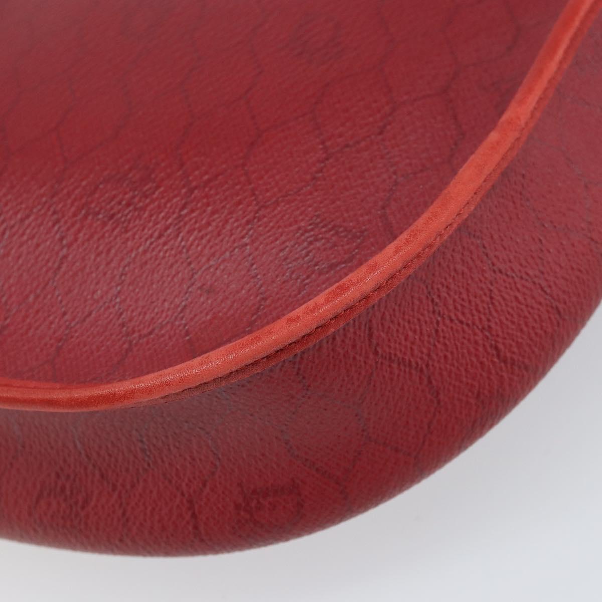 Christian Dior Honeycomb Canvas Shoulder Bag PVC Red Gold Auth 170715