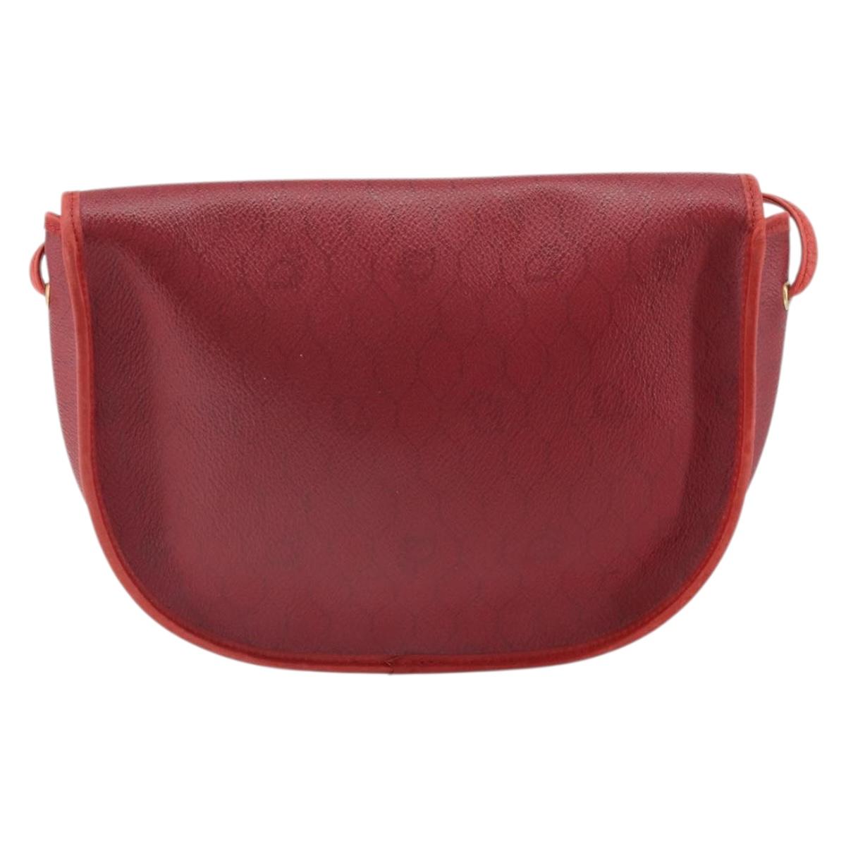Christian Dior Honeycomb Canvas Shoulder Bag PVC Red Gold Auth 170715
