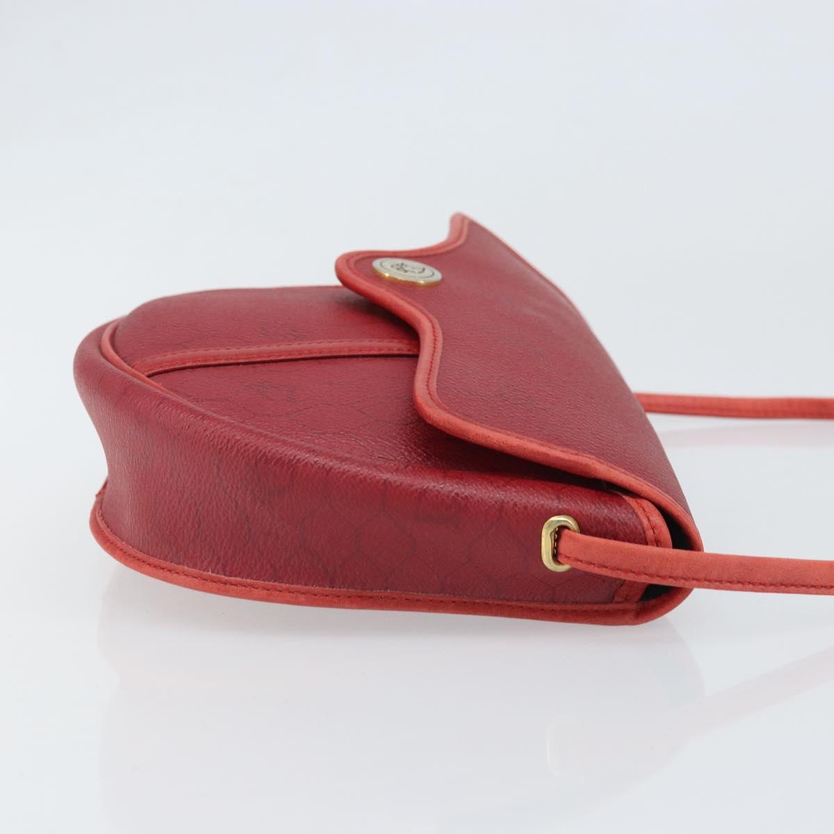 Christian Dior Honeycomb Canvas Shoulder Bag PVC Red Gold Auth 170715