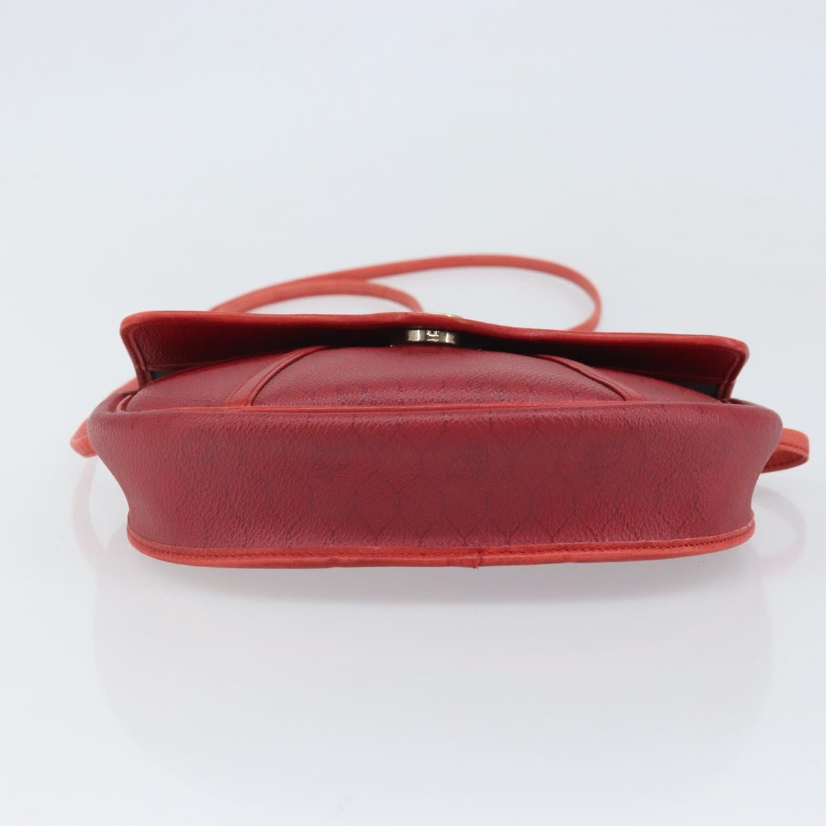 Christian Dior Honeycomb Canvas Shoulder Bag PVC Red Gold Auth 170715