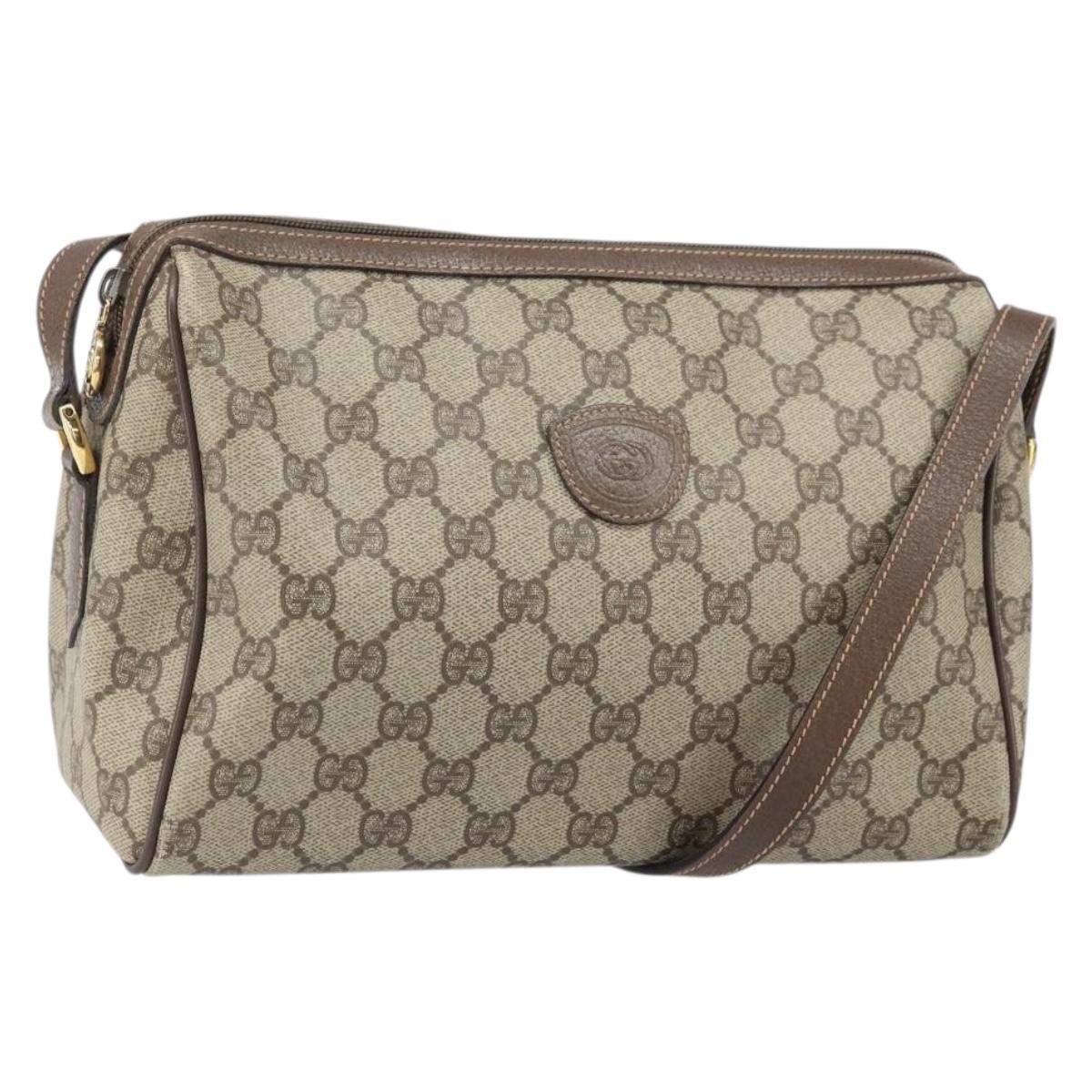 GUCCI GG Supreme Shoulder Bag PVC Beige Gold 001 115 6595 Auth 170723
