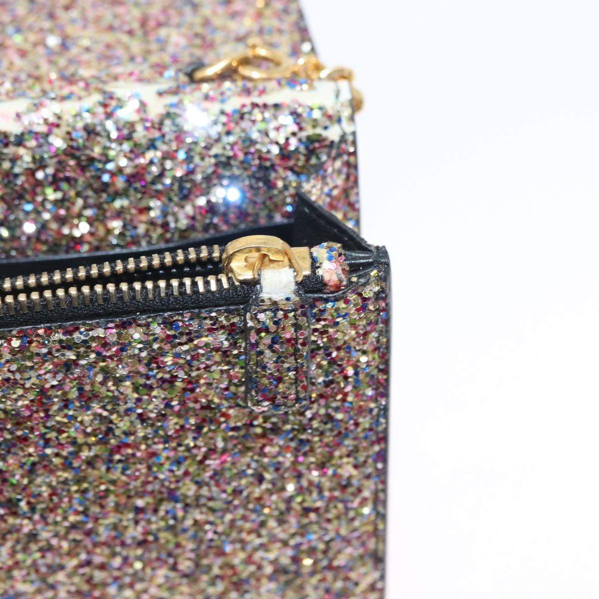 SAINT LAURENT Chain Wallet Shoulder Bag Sequin Multicolor Gold Auth 170726