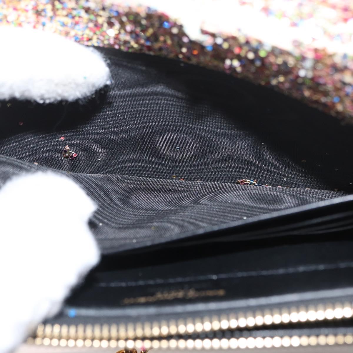SAINT LAURENT Chain Wallet Shoulder Bag Sequin Multicolor Gold Auth 170726