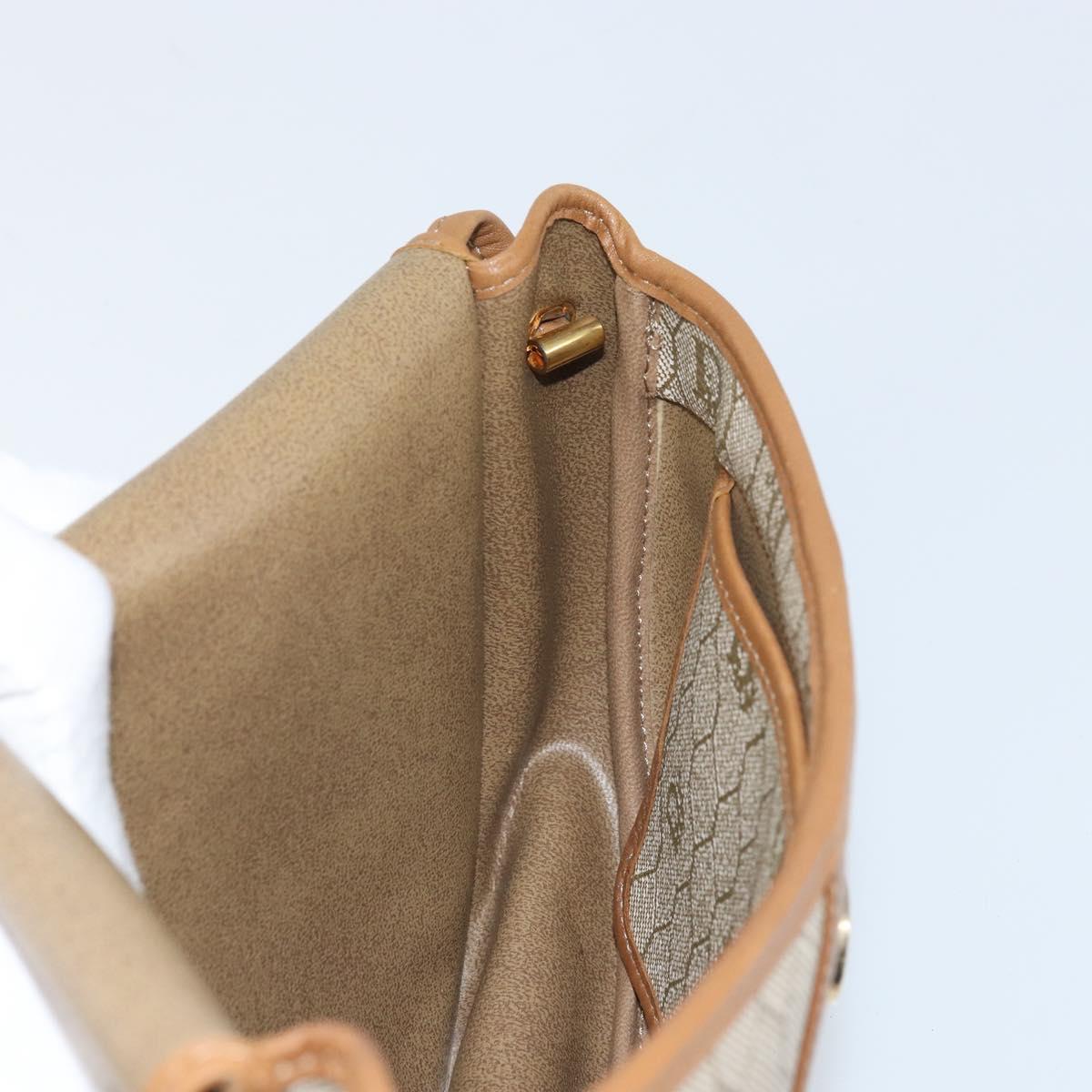 Christian Dior Honeycomb Canvas Shoulder Bag PVC Beige Gold Auth 170728