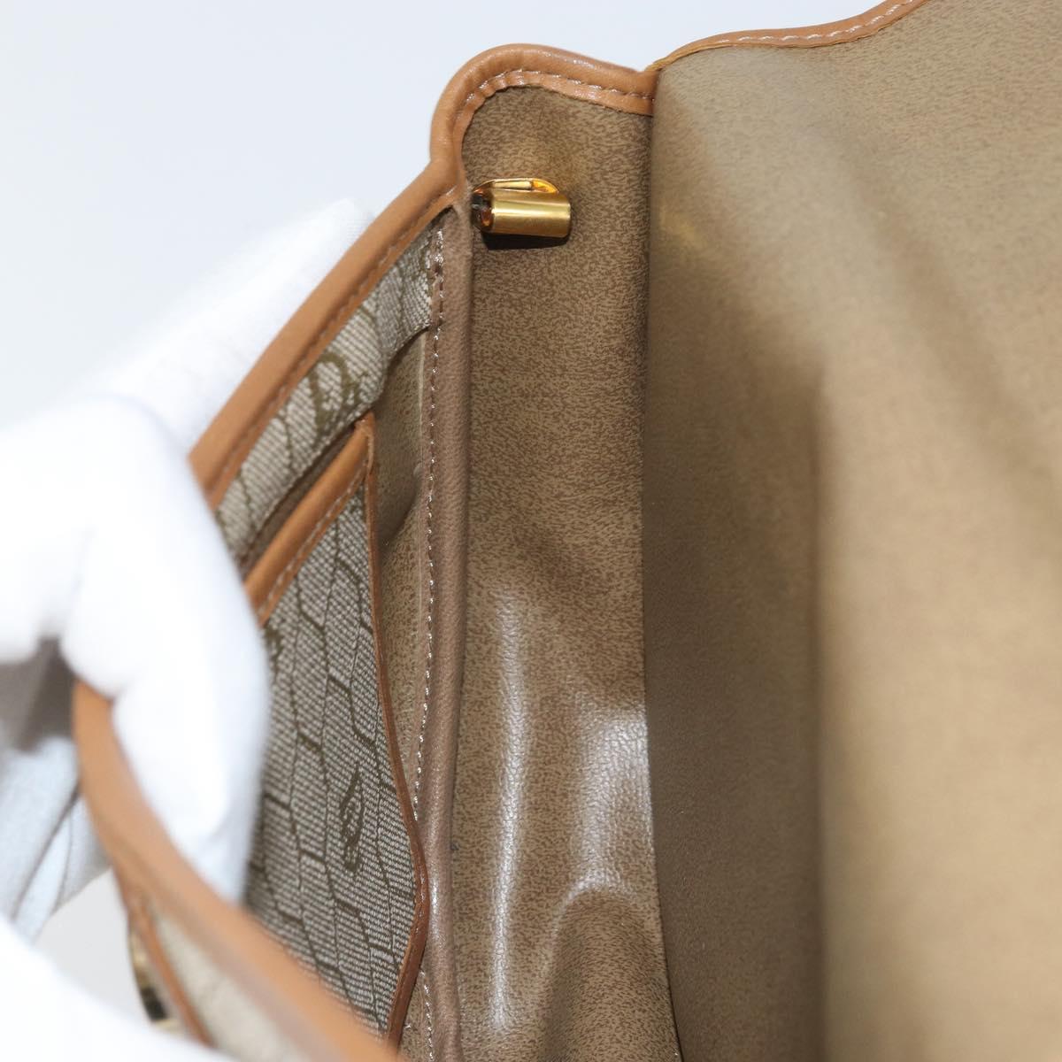 Christian Dior Honeycomb Canvas Shoulder Bag PVC Beige Gold Auth 170728