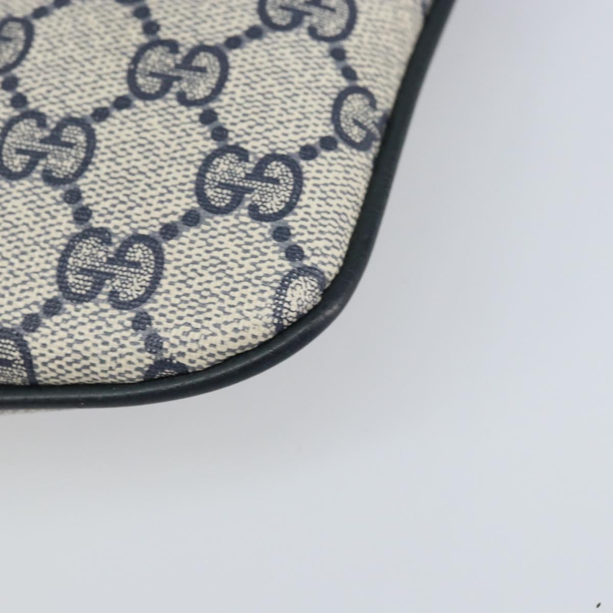 GUCCI GG Supreme Sherry Line Shoulder Bag PVC Navy Gold 904 02 047 Auth 170730