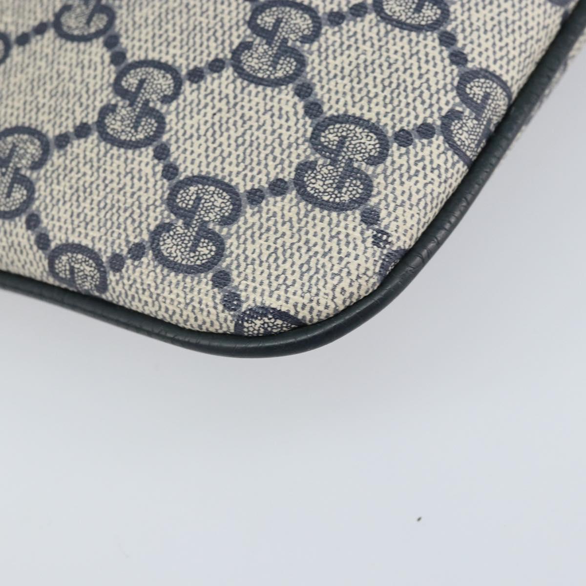 GUCCI GG Supreme Sherry Line Shoulder Bag PVC Navy Gold 904 02 047 Auth 170730